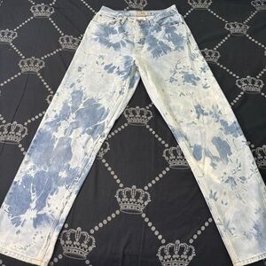 L.L. Bean Women's Blue Tie-Dye Straight Leg Jeans